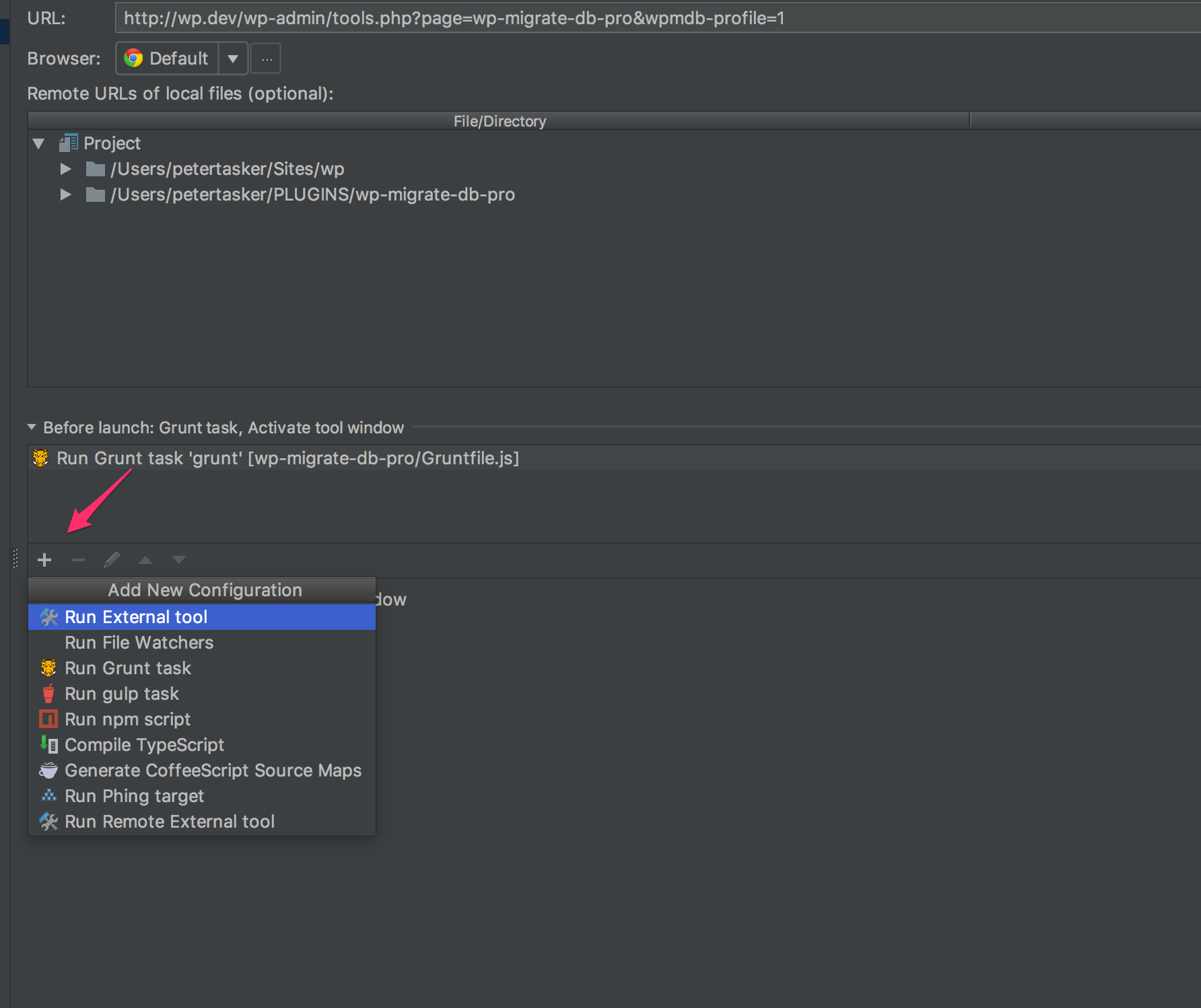 phpstorm project settings