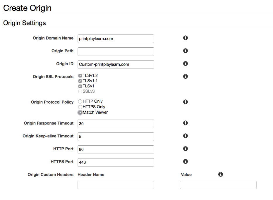 Create custom origin for serving assets