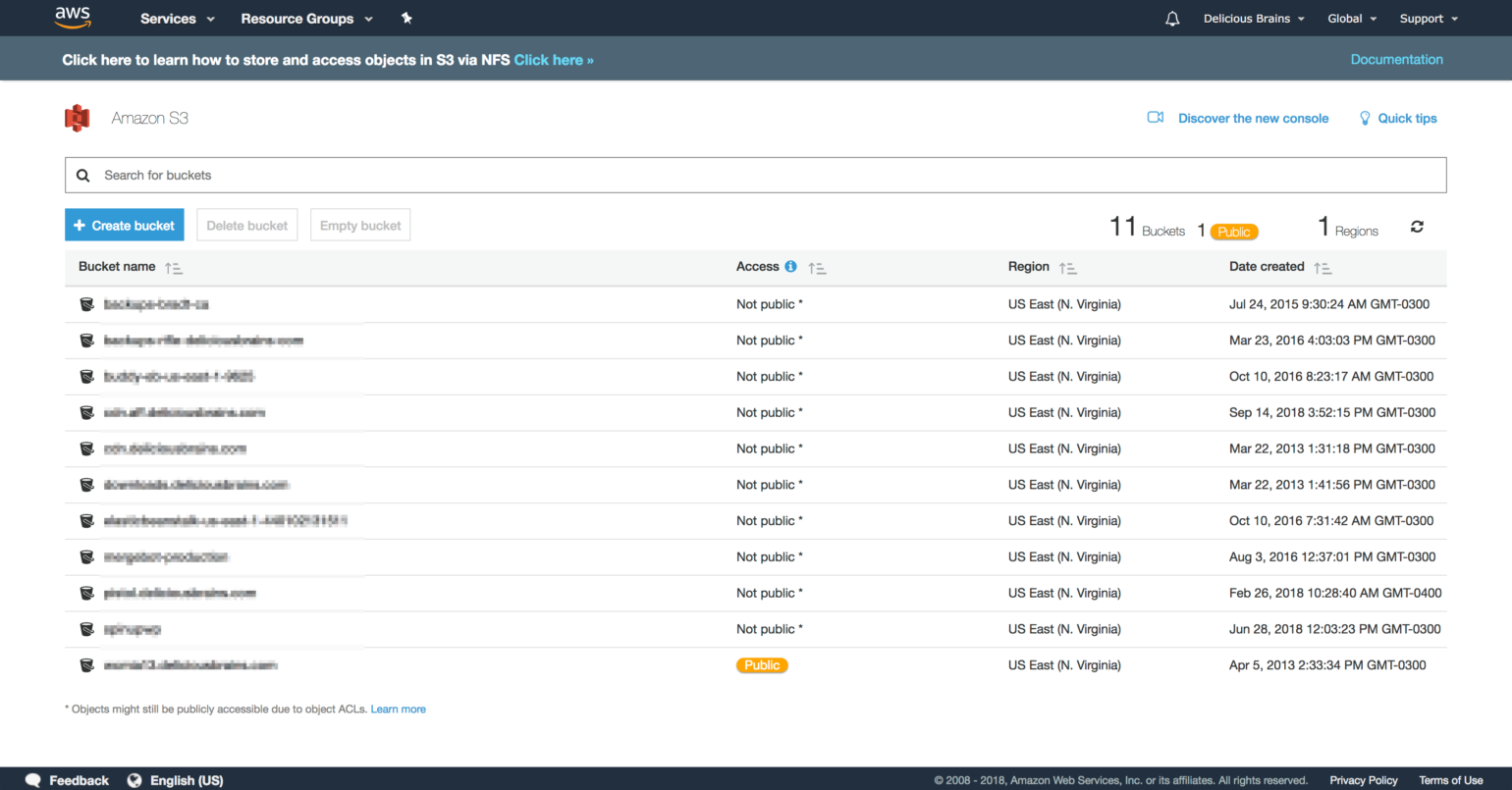 Screenshot of Amazon S3 in the AWS Console