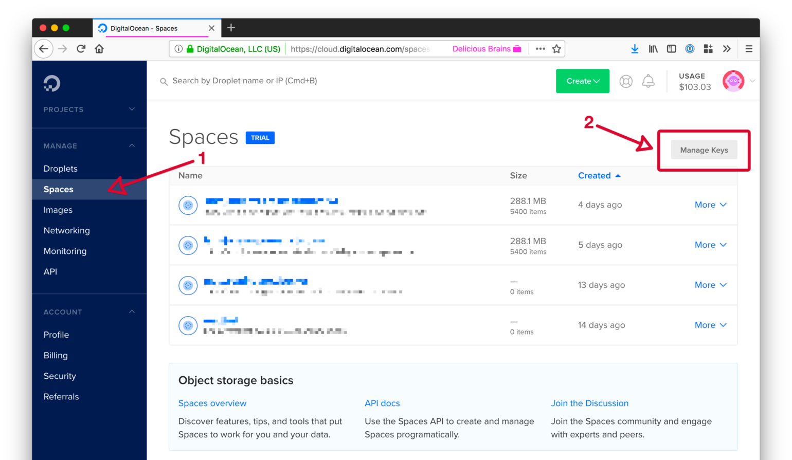 WP Offload Media - DigitalOcean Spaces Quick Start Guide - Manage Keys