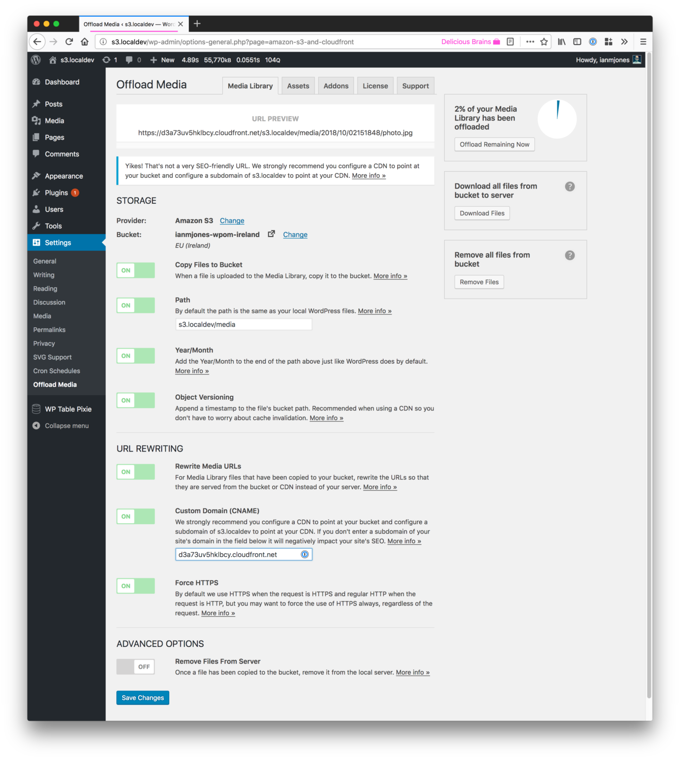 Offload Media - CloudFront Domain