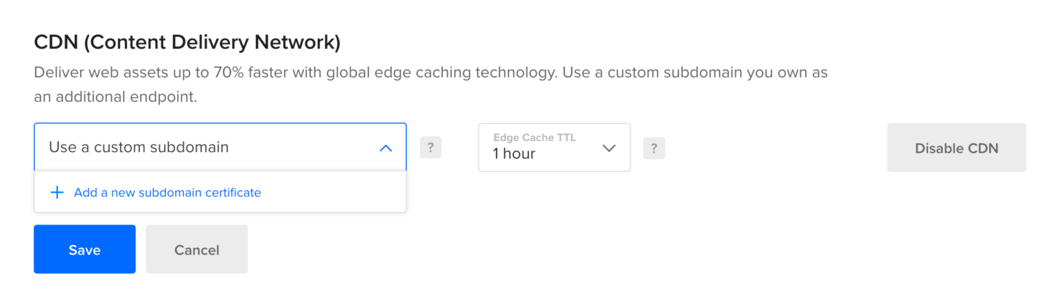 Enabling CDN on a DigitalOcean bucket step 2