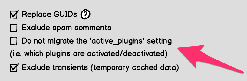 Wireframe of the current Advanced Options in the migration screen