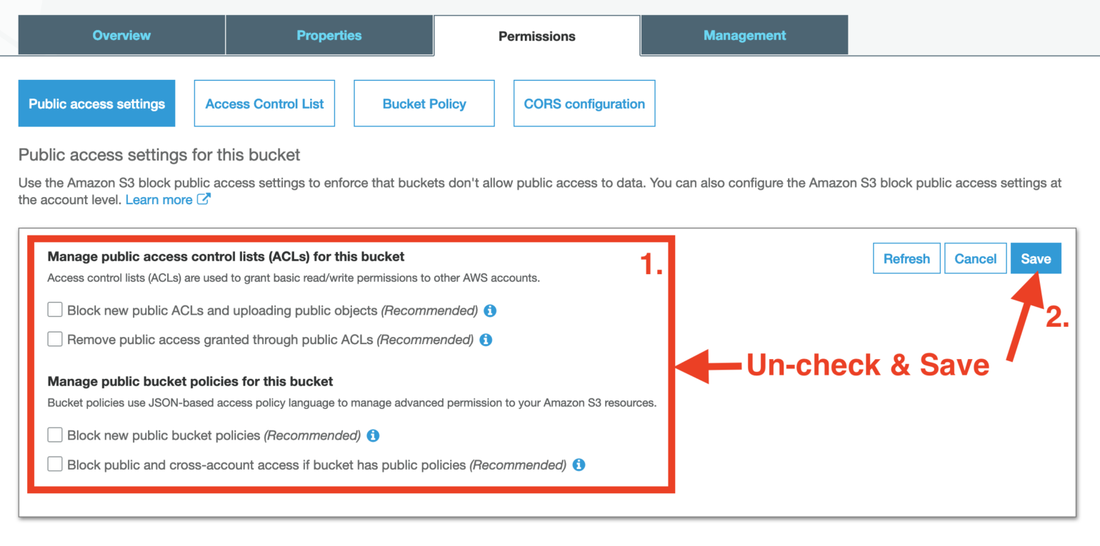 Uncheck and save public access settings