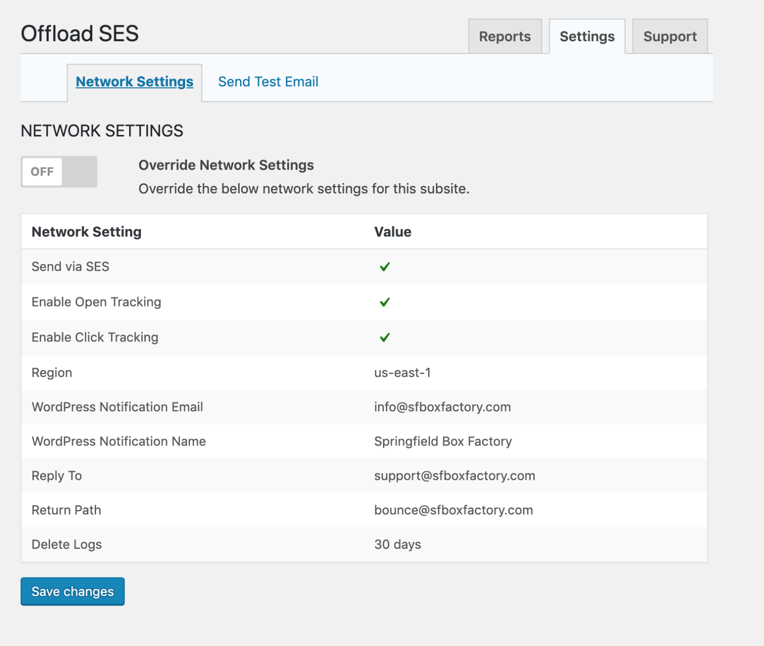 Subsite - override network settings disabled