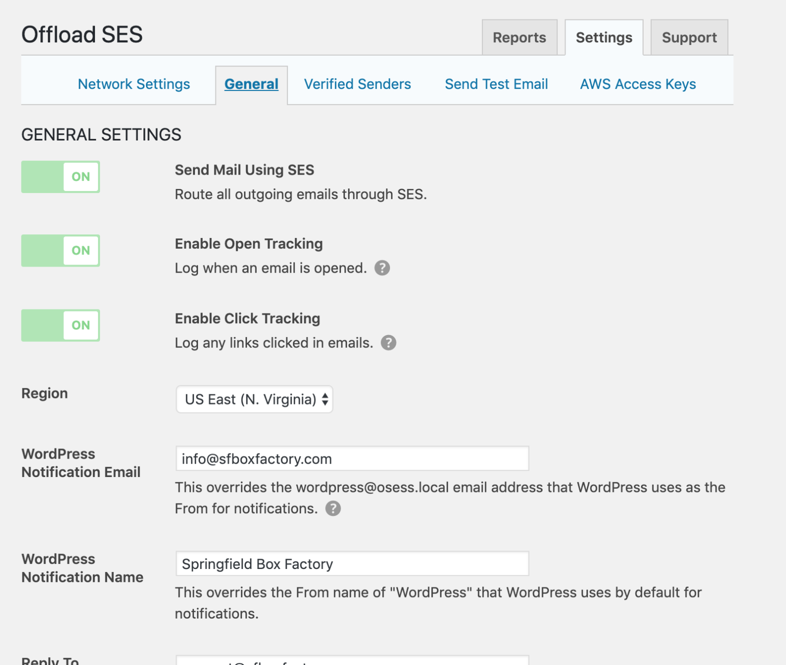 General settings for Multisite Subsite