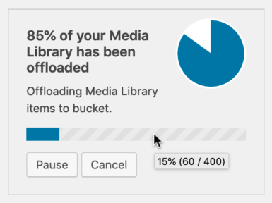 WP Offload Media background offload in progress