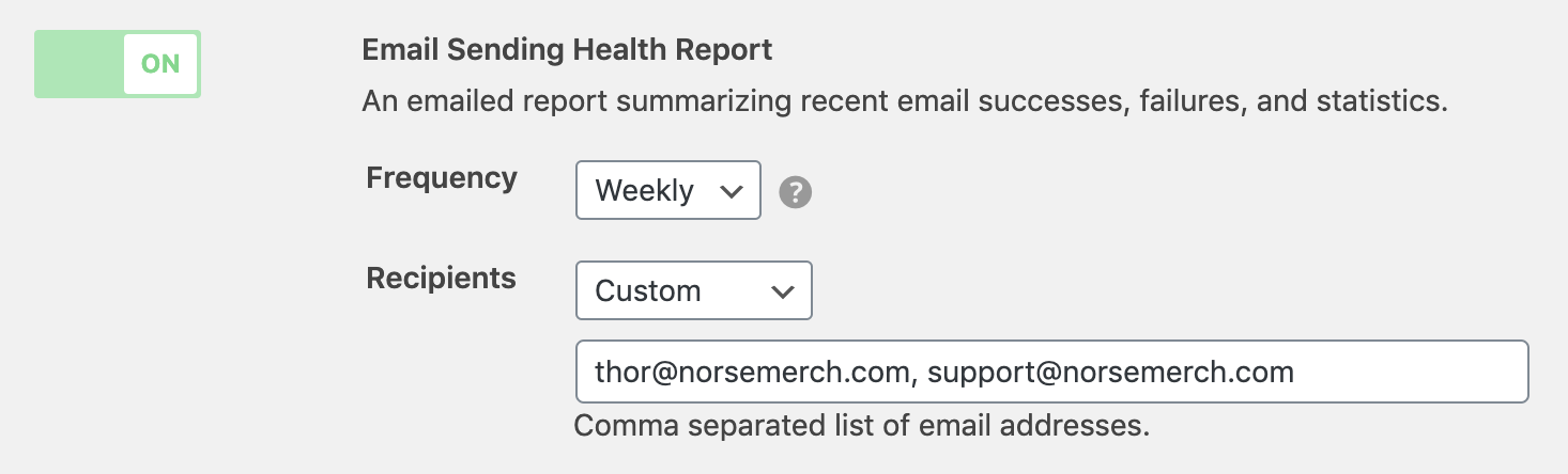 Custom recipients for health report