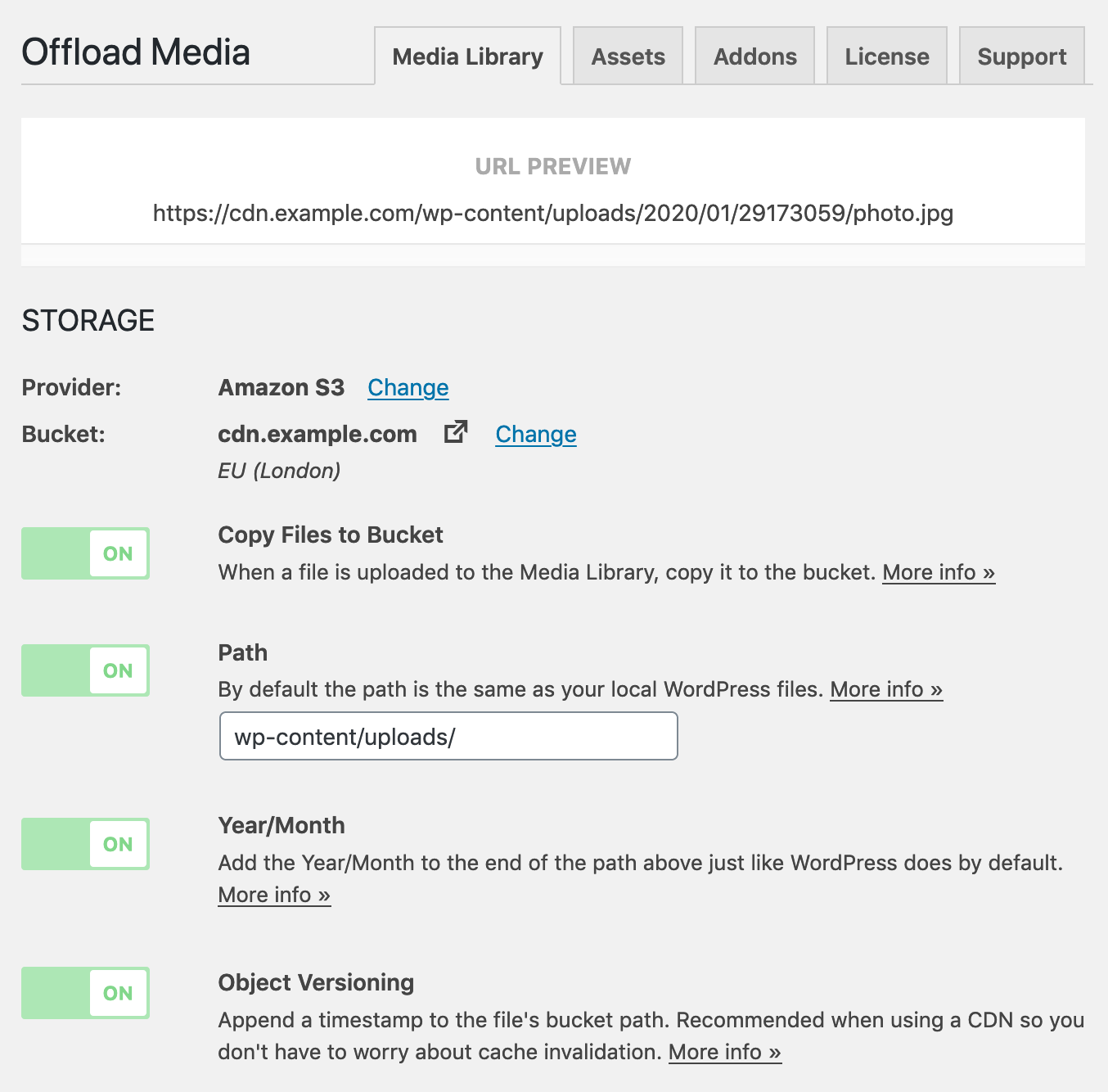 Offload Media Storage Settings