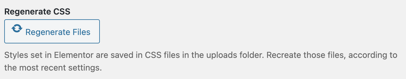 Elementors tool for regenerating CSS