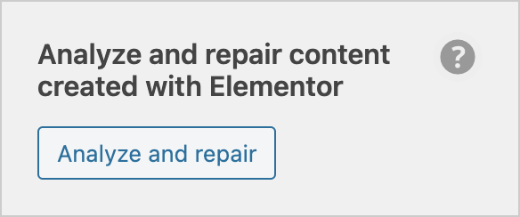 Elementor analyze and repair tool