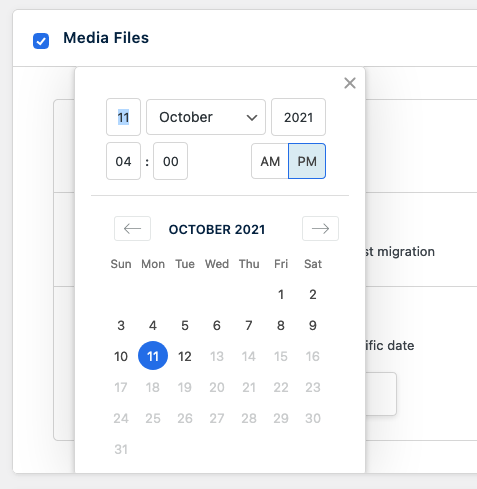 Media files date/time select tool.