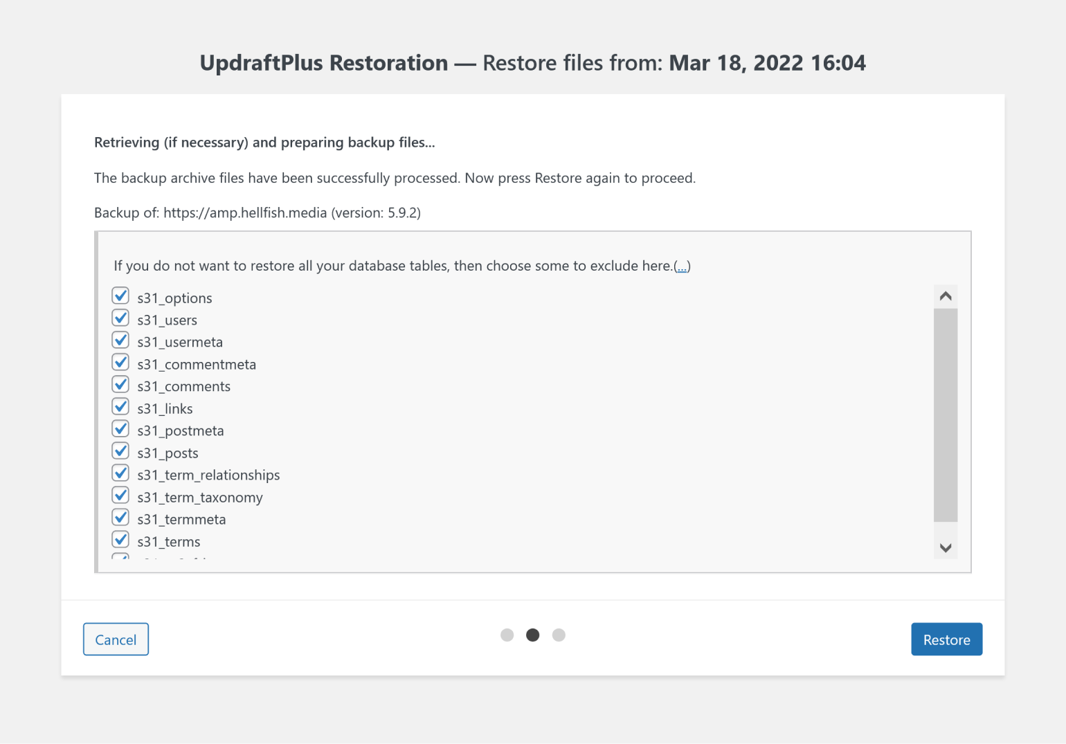 UpdraftPlus allows you to exclude database tables from the backup.