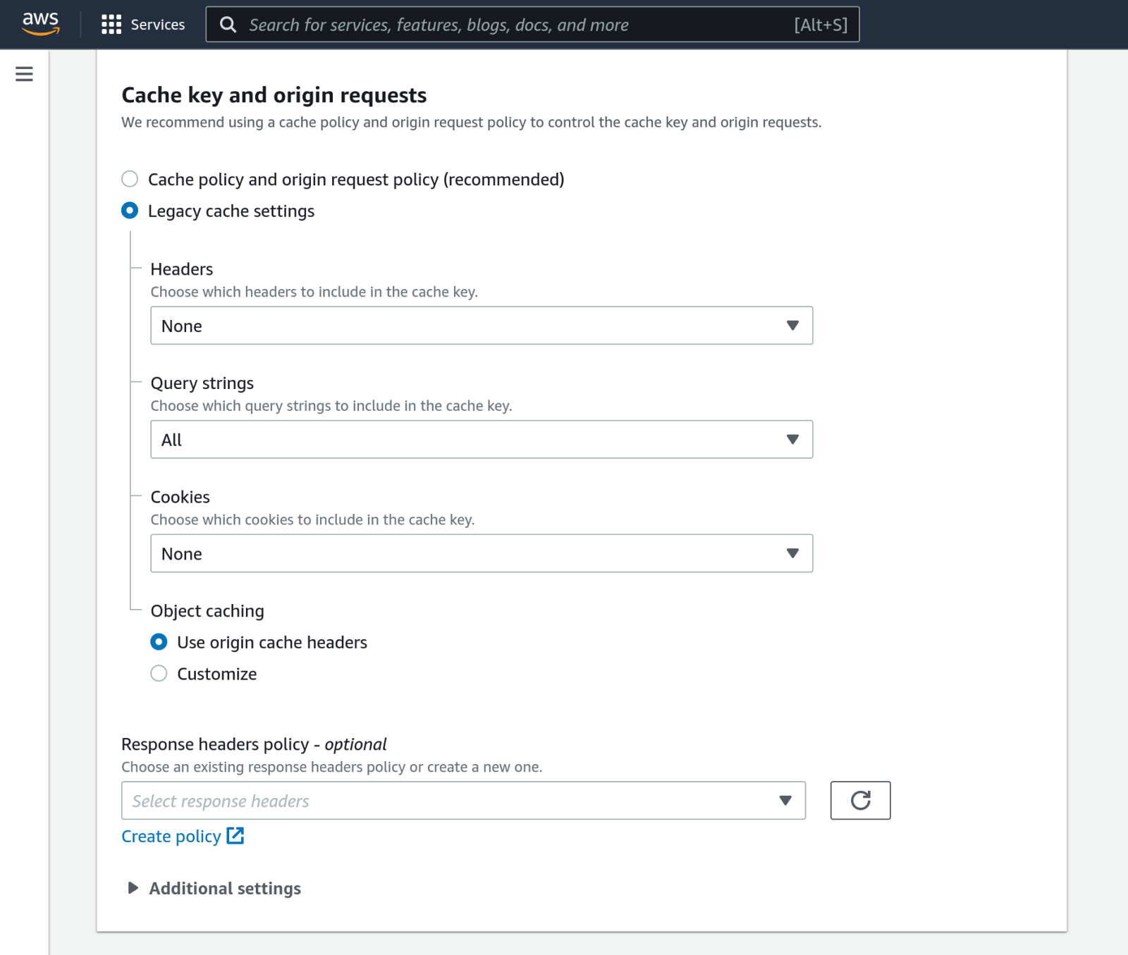 Cache key and origin requests.