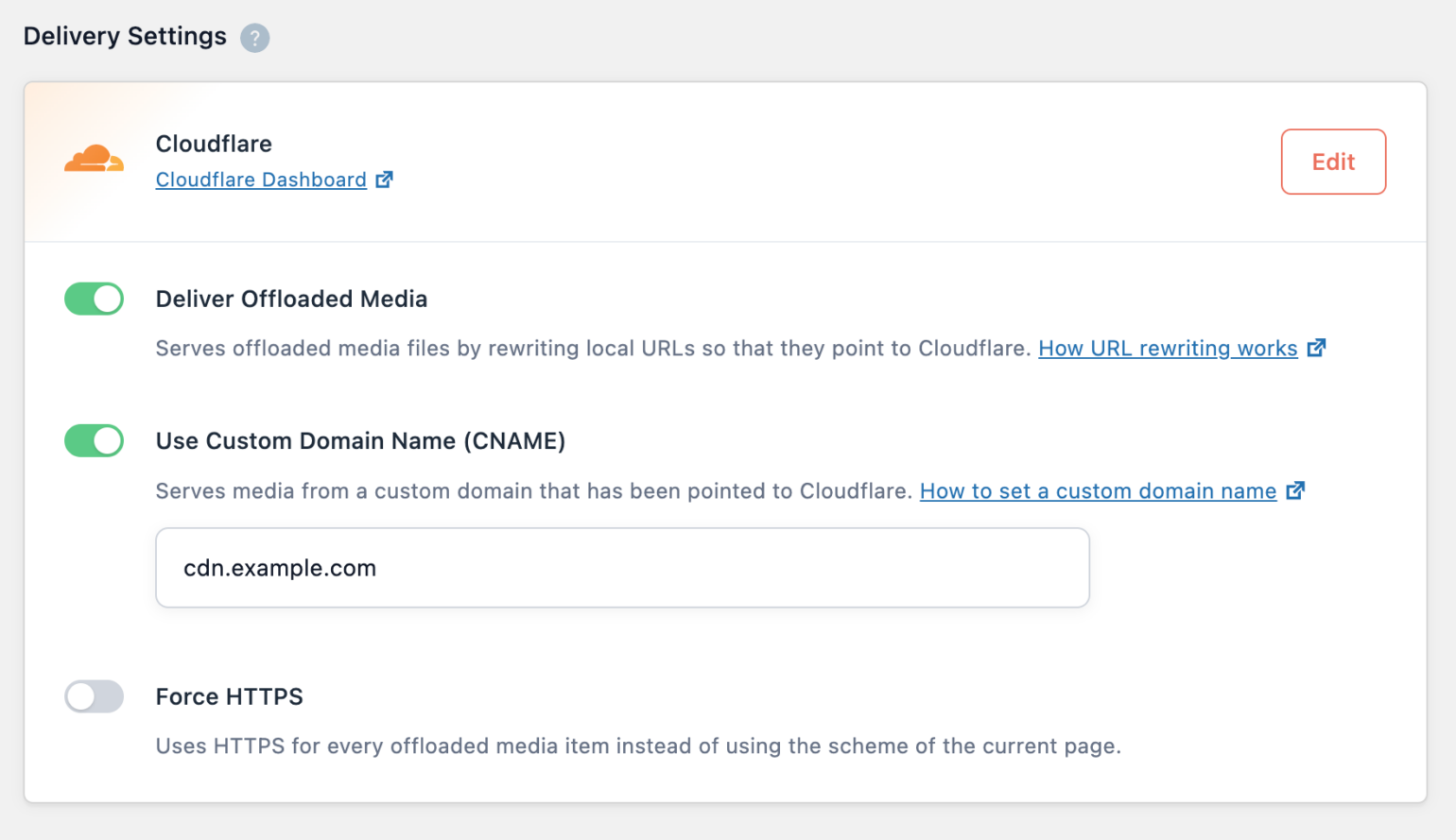 Configuring CNAME for Cloudfront delivery provider WP Offload Media