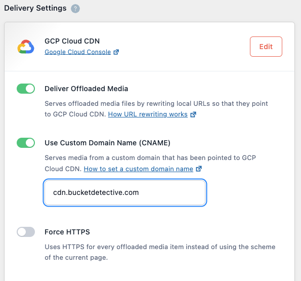 Save custom subdomain setting for Google Cloud Platform CDN in WP Offload Media