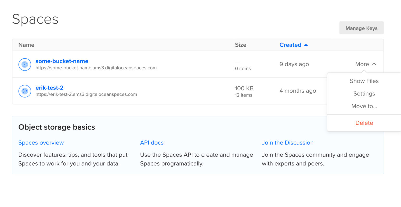 Finding the Space settings in DigitalOcean - WP Offload Media