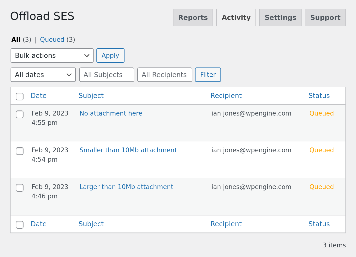 WP Offload SES v1.6 - 01 - Large email causing queue of messages to be sent with v1.5