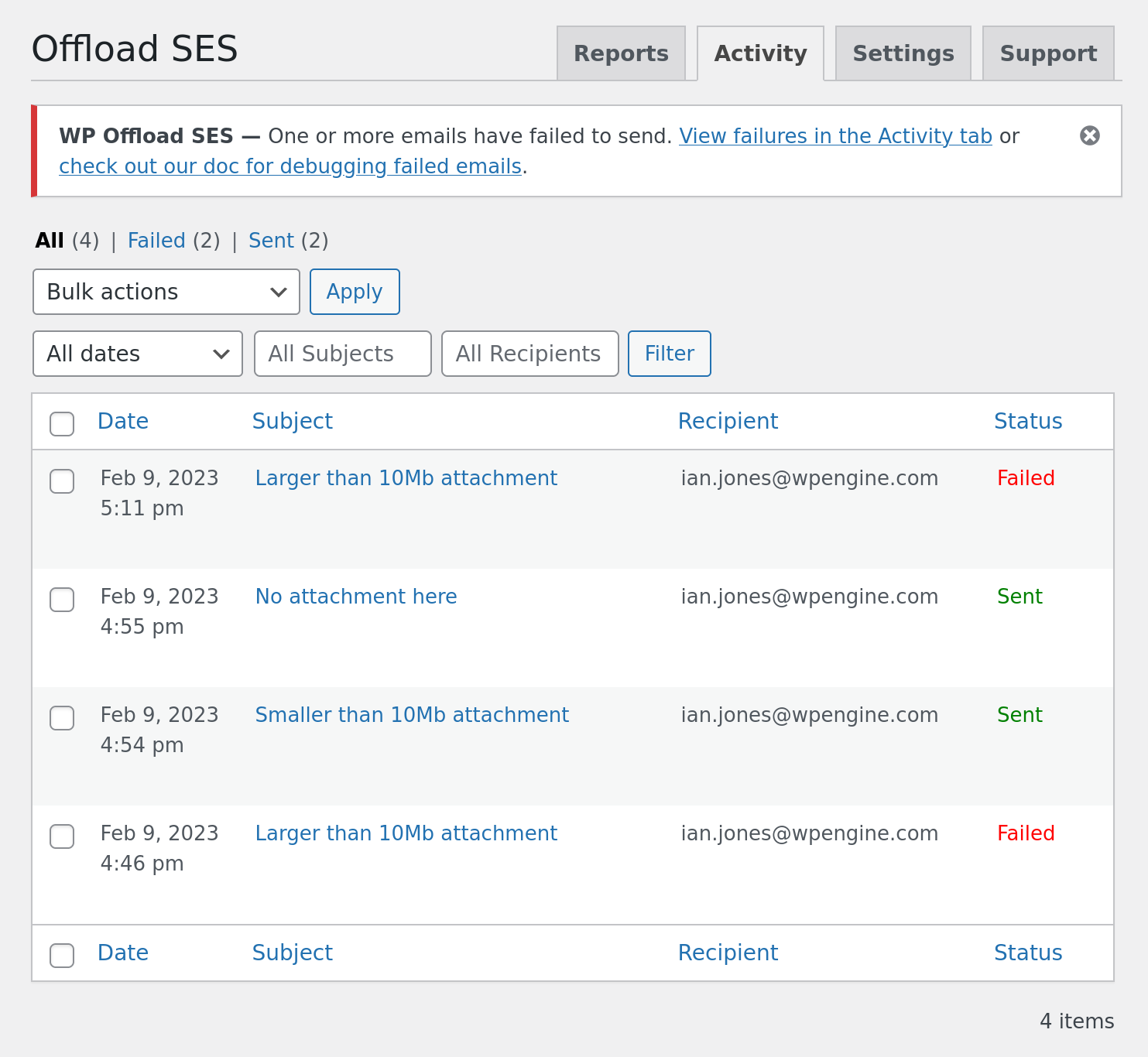 WP Offload SES v1.6 - 05 - Large email still fails to send after retry with v1.5