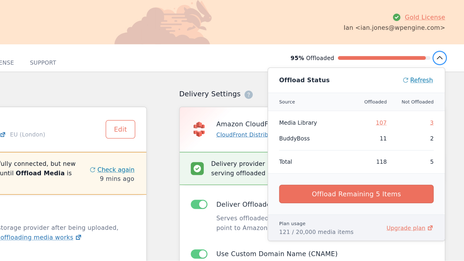 Offload Status Indicator