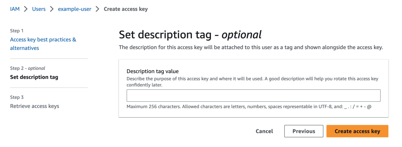 AWS IAM Management Console Access Keys Tags