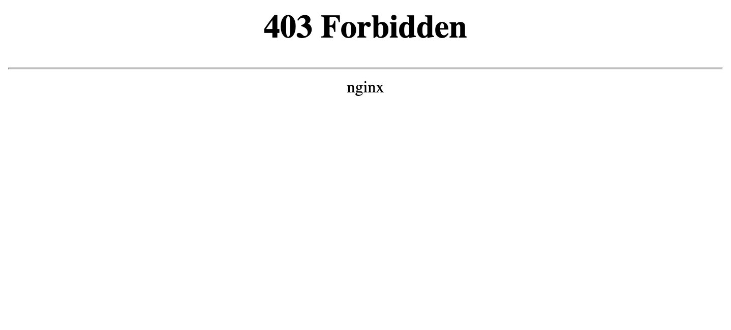 A white screen showing "403 Forbidden."